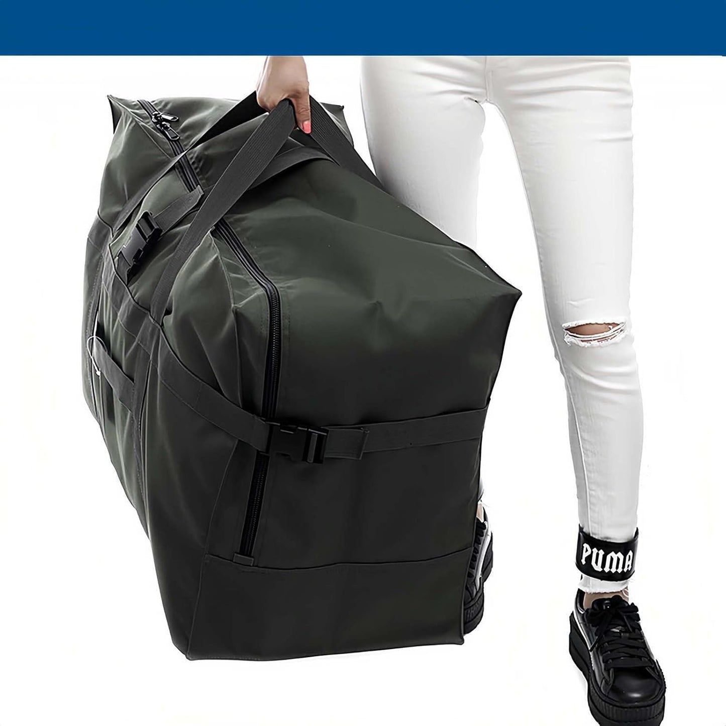 Arxus Large Duffel Bag, Waterproof Carry on Weekend Overnight Storage Bag over Luggage for Airline, Travel, Camping, Moving