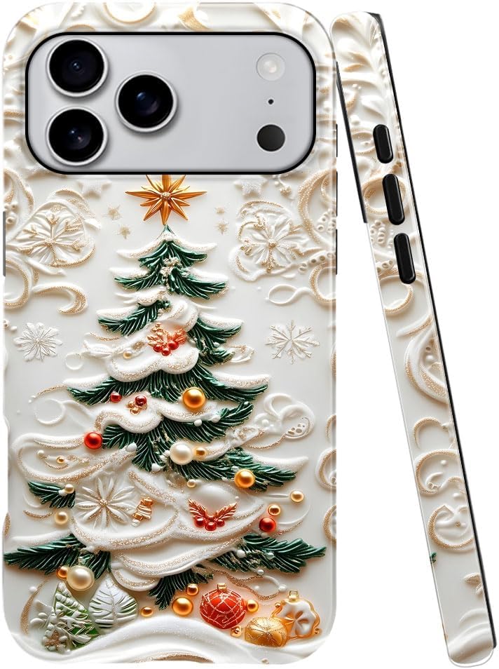 Case for iPhone 17 Pro Max - Slim Fit Anti-Scratch Phone Case for Girl Women - Christmas Tree Stained Glass (Glossy)