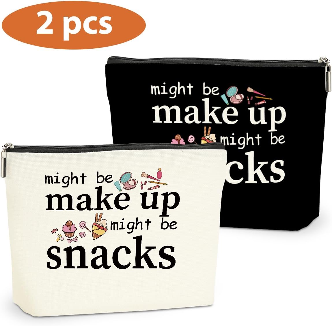 2 PCS Friend Gifts for Women Makeup Bag, Snack Bags, Funny Gifts Cosmetic Bags, Sister Birthday Christmas Graduation Friendship Gift for Daughter From Mom - might be makeup might be snacks