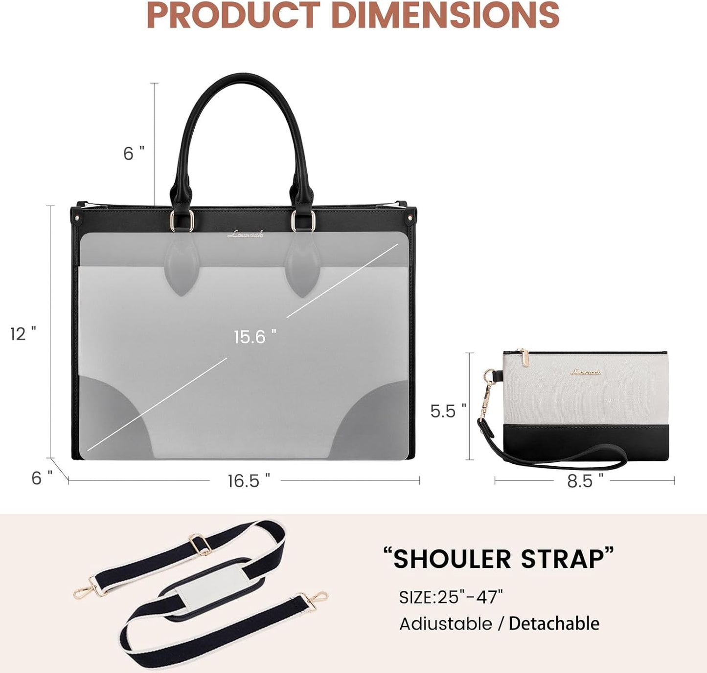 LOVEVOOK Laptop Bag for Women 15.6 lnch,Waterproof Laptops Tote Bags for Womens,Professional Work Bags for Women with Cup Holder,Large Laptop Purse Computer Briefcase Office Teacher Clutch Bag,2 PCS
