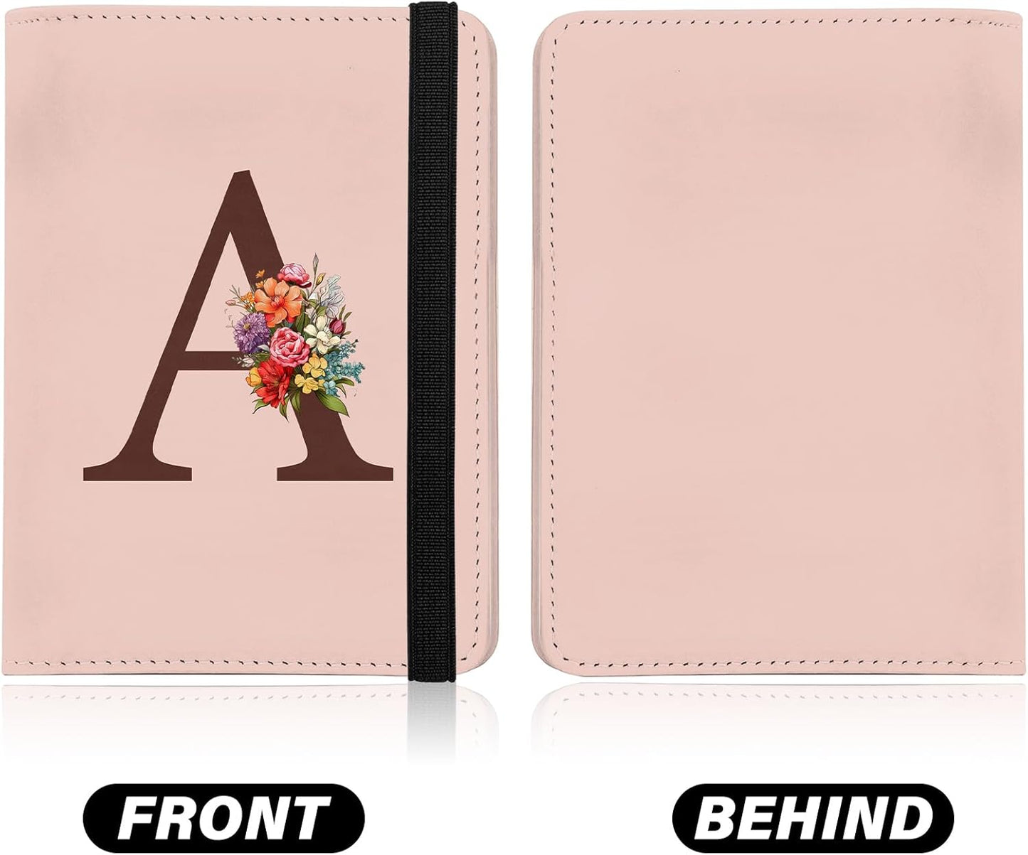 Cute Passport Holder and Holder Combo Passport Cover with Compatible Wallet Credit Card Protector RFID Blocking Women Men (Pink Initial Monogram-A)