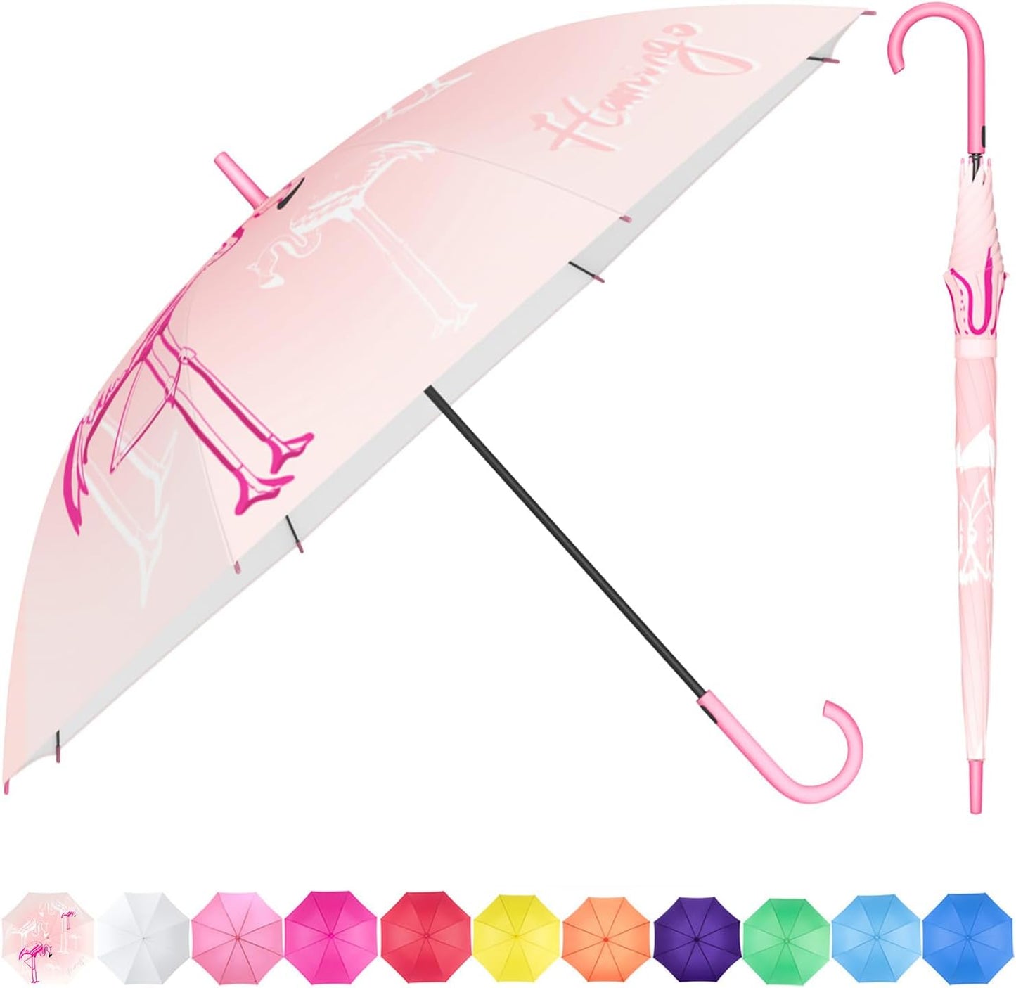 RUMBRELLA UV Stick Umbrella Auto Open UPF 50+ with J Hook Handle 51IN