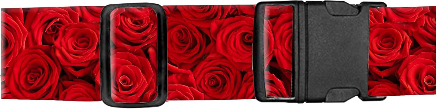 Luggage Straps for Suitcases, Adjustable Travel Belt, Durable Wide Luggage Strap, Cute Suitcase Strap Identifiers with Buckle, Bag Straps for Luggage, Red Beautiful Roses