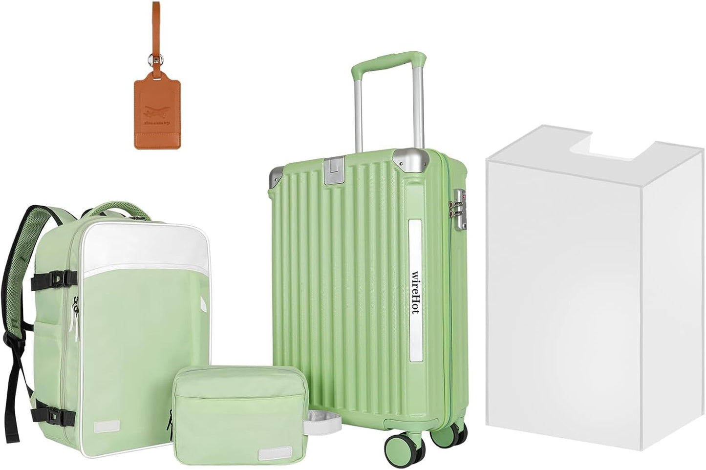 22x14x9 Airline Approved Vintage Style Carry On Luggage with Backpack Sets, ABS+PC Hardshell Small 20 inch Retro Suitcase with Protective Cover & Luggage Tag (Avocado Green, 20in/BP/TB)