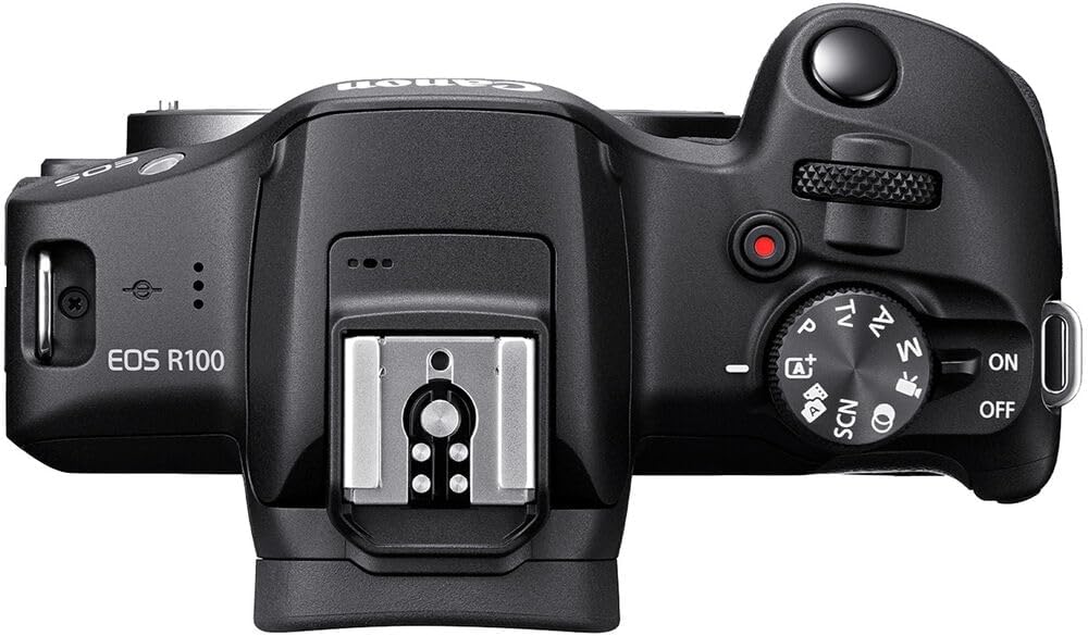 Canon EOS R100 Mirrorless Camera with RF-S 18-45mm f/4.5-6.3 is STM Lens | 24.1MP APS-C CMOS Sensor, Dual Pixel AF, Full HD Video | Compact RF Mount Camera for Beginners with Bag and 64GB Card