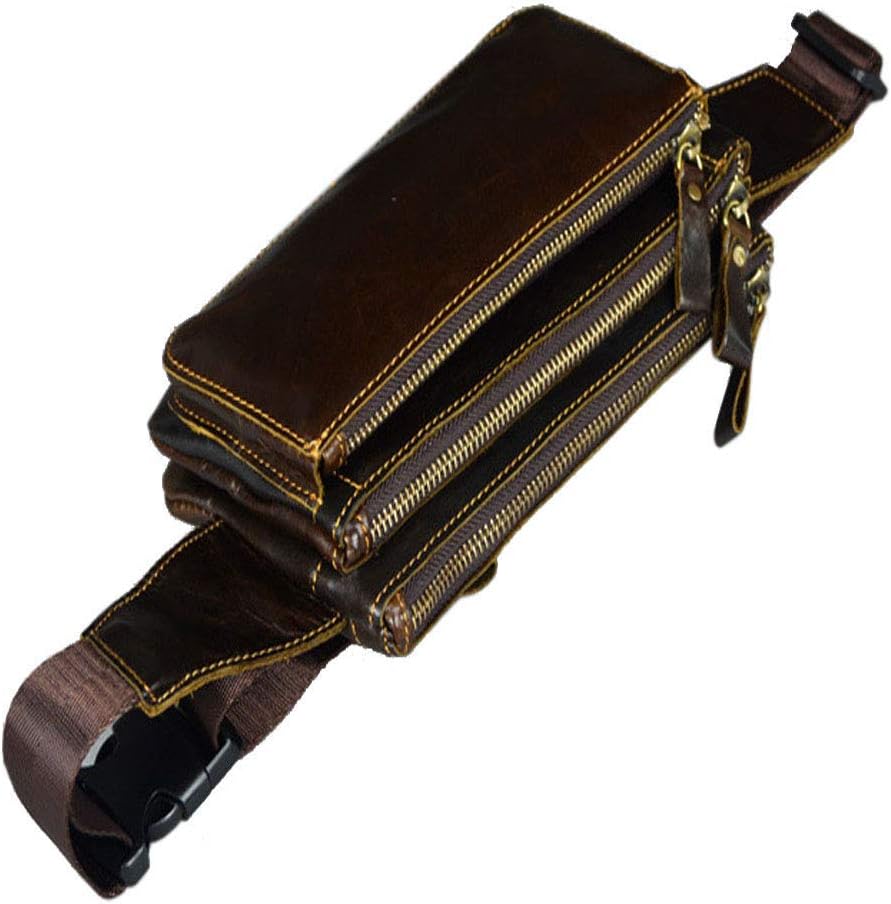 Hebetag Leather Fanny Pack Waist Bag for Men Women Outdoor Travel Hunting Hiking Camping Hip Bum Belt Cell Phone Purse Wallet Pouch