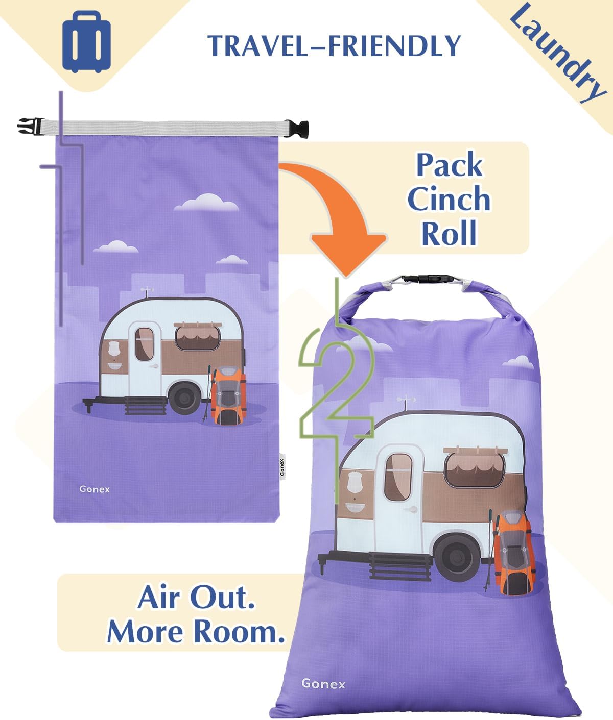 Gonex Compression Packing Cubes, 6pcs Expandable Storage Travel Luggage Bags Organizers with Shoe Bag Laundry Bag, Travel Cubes for Suitcase Carry On (RV)