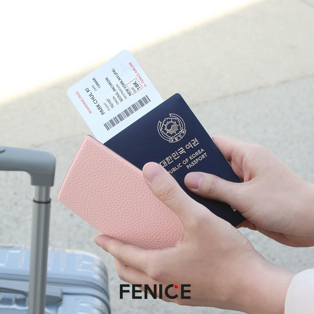 Fenice Classic Passport Cover Holder Wallet Case for Travel Essential RFID Blocking Vegan Leather