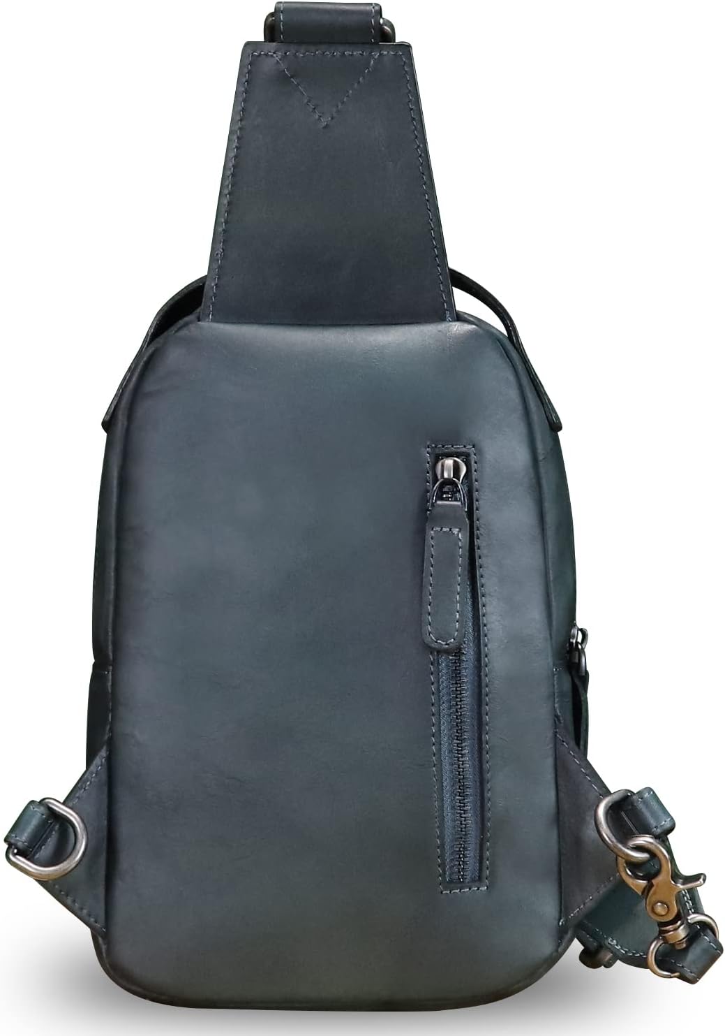 Genuine Leather Sling Bag Crossbody Purse Retro Handmade Hiking Daypack Motorcycle Shoulder Backpack Vintage Chest Bags (NavyBlue)