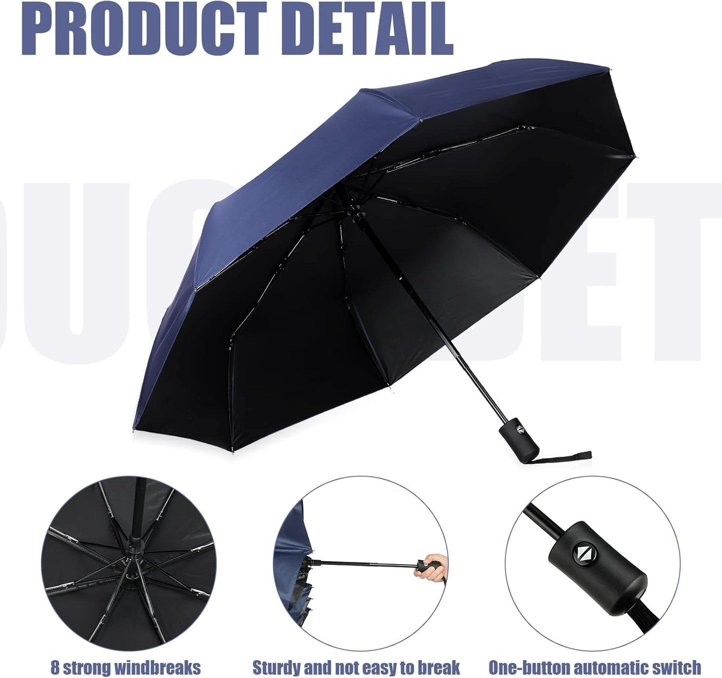 Jexine 6 Pcs Travel Compact Umbrella Automatic Open Close Windproof Small Light Backpack Purse Car Portable Collapsible Umbrella for Rain, Men Women