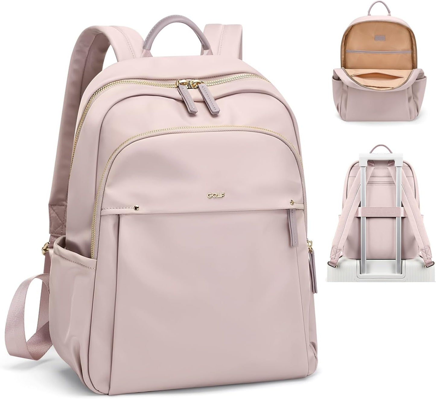 GOLF SUPAGS Stylish Laptop Backpack for Women Computer Bag Fits 14 Inch Notebook Travel College Work Backpacks Purse (Pink)