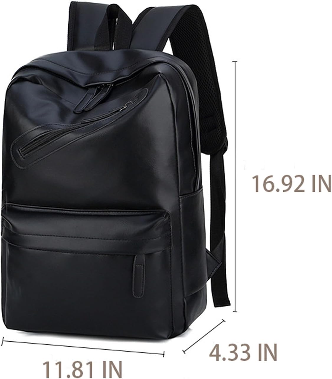 Mens Leather 16.1 inch Laptop Bag Travel Casual Computer Backpack College Business Work Shoulder Bags Waterproof (Black)