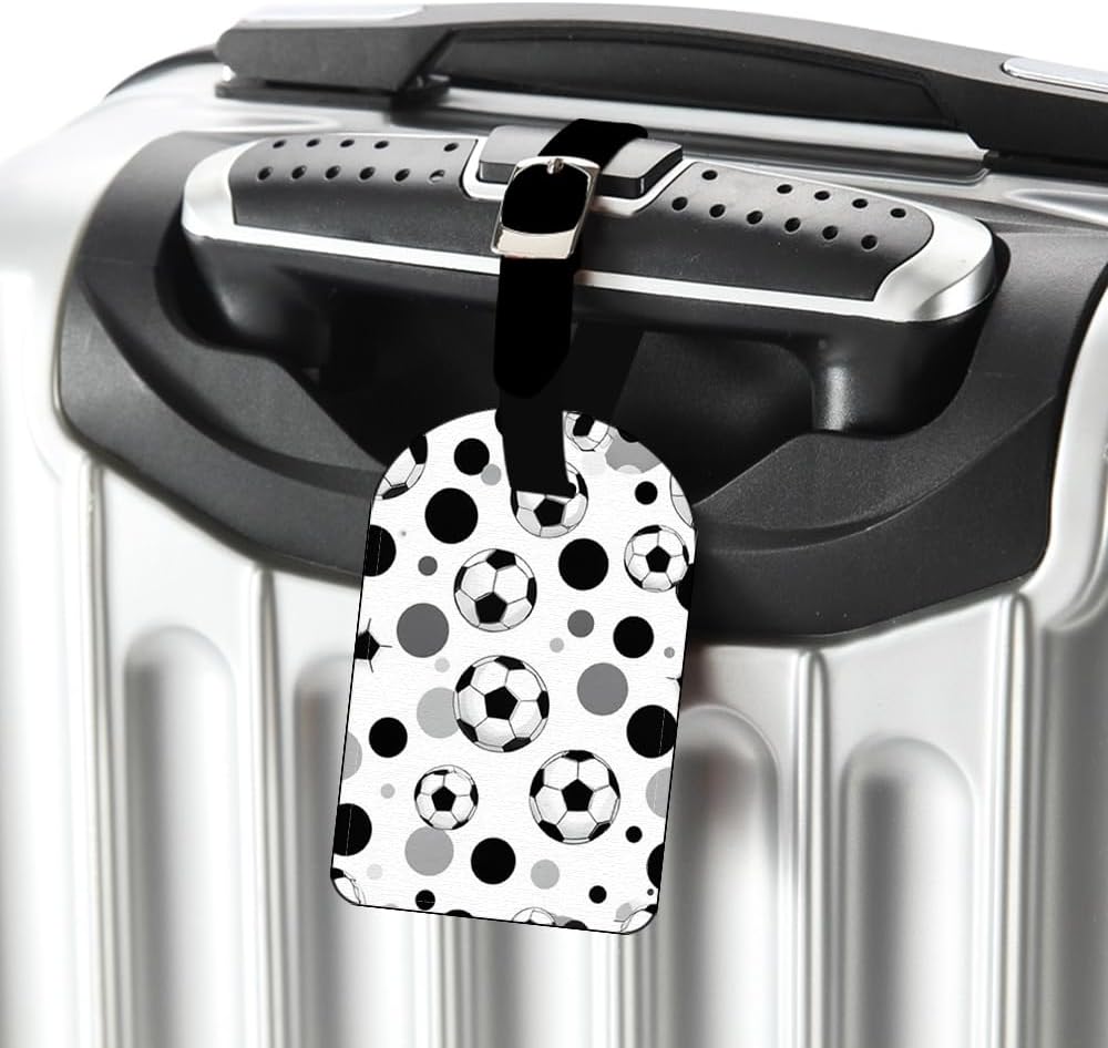 Luggage Suitcase Carry-on ID Tag-Soccer Football-Ball Travel ID Label Leather Baggage Airplane Label - 1 pack