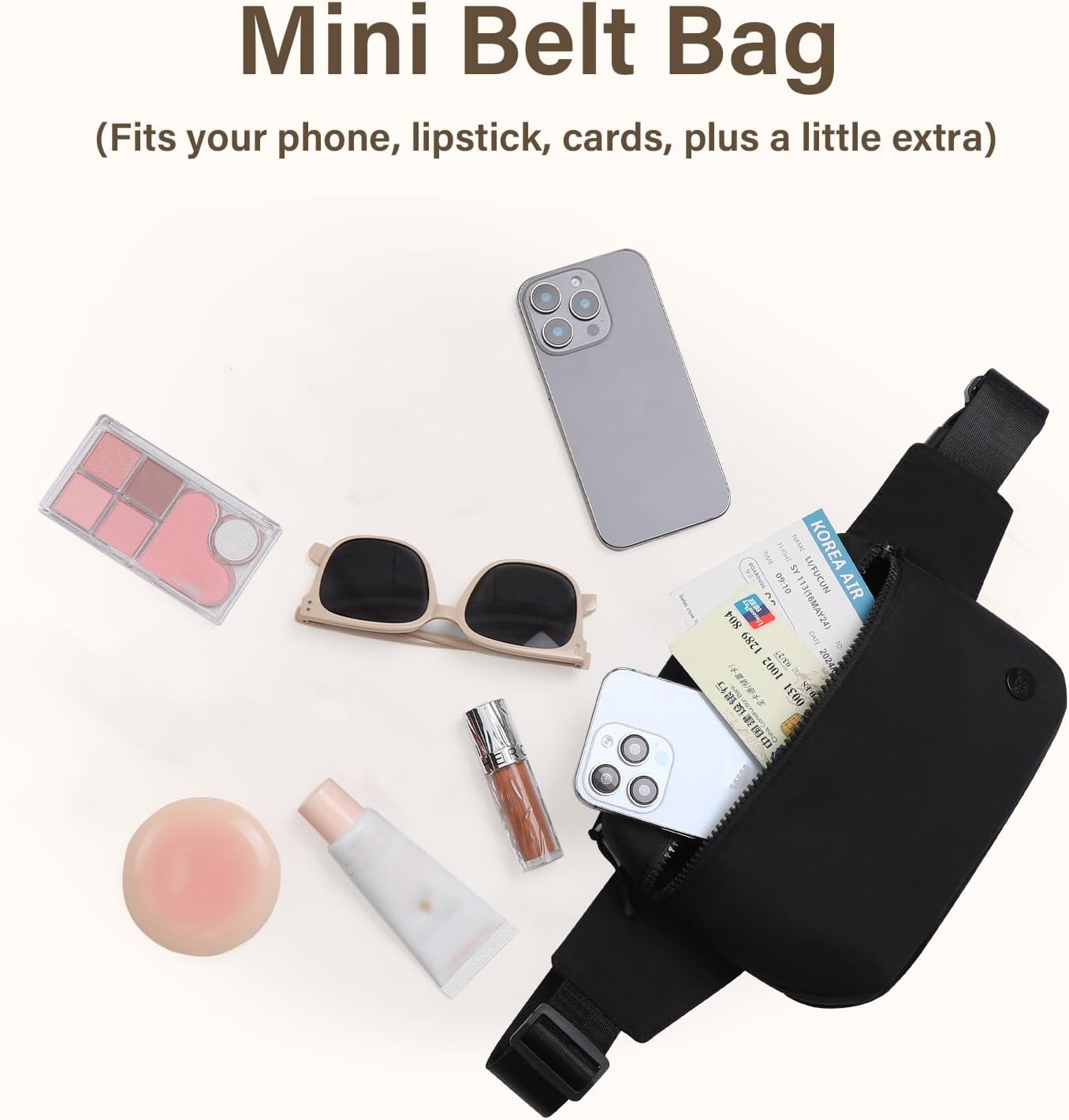 Fanny Packs for Women，Waterproof Belt Bag Travel Bum Bags for Crossbody，Small Waist bag Fashion Waist Packs with Adjustable Strap for Hiking, Running（Black）