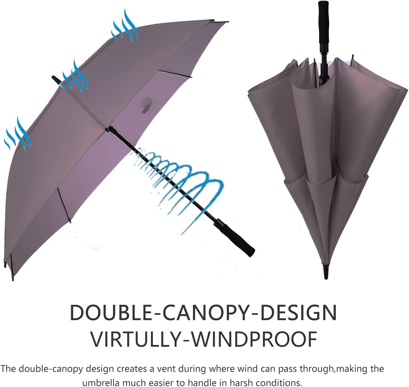 MRTLLOA Extra Large Golf Umbrella, 54/62/68/72 Inch Automatic Open, Oversize Double Canopy Vented Windproof Waterproof Sports Umbrellas for Rain