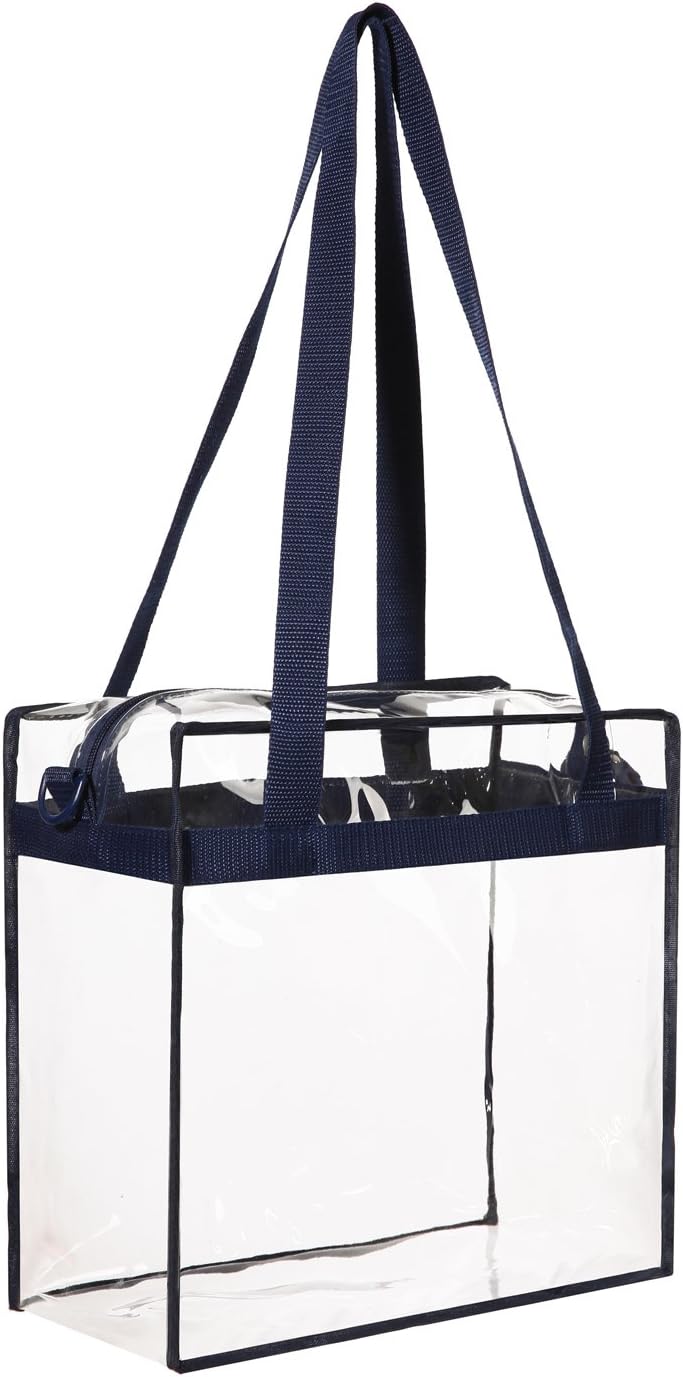 BAGAIL Clear Bags 12x6x12 Stadium Approved Clear Tote Bag with Zipper Closure Crossbody Shoulder Bag with Adjustable Strap