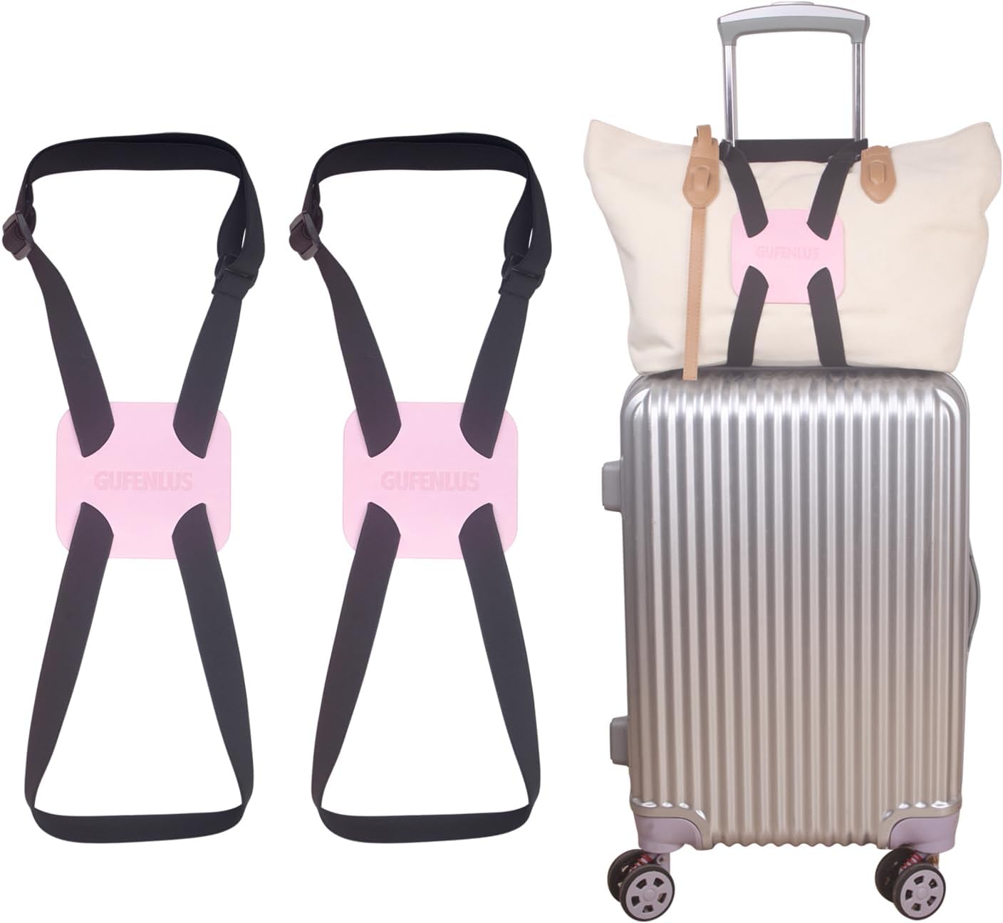 Luggage Straps，Luggage Straps for Suitcases Add a Bag Easy to Travel Belt for Luggage，Bag Bungee for Luggage，Adjustable Size Luggage Belt (Light Pink-2)