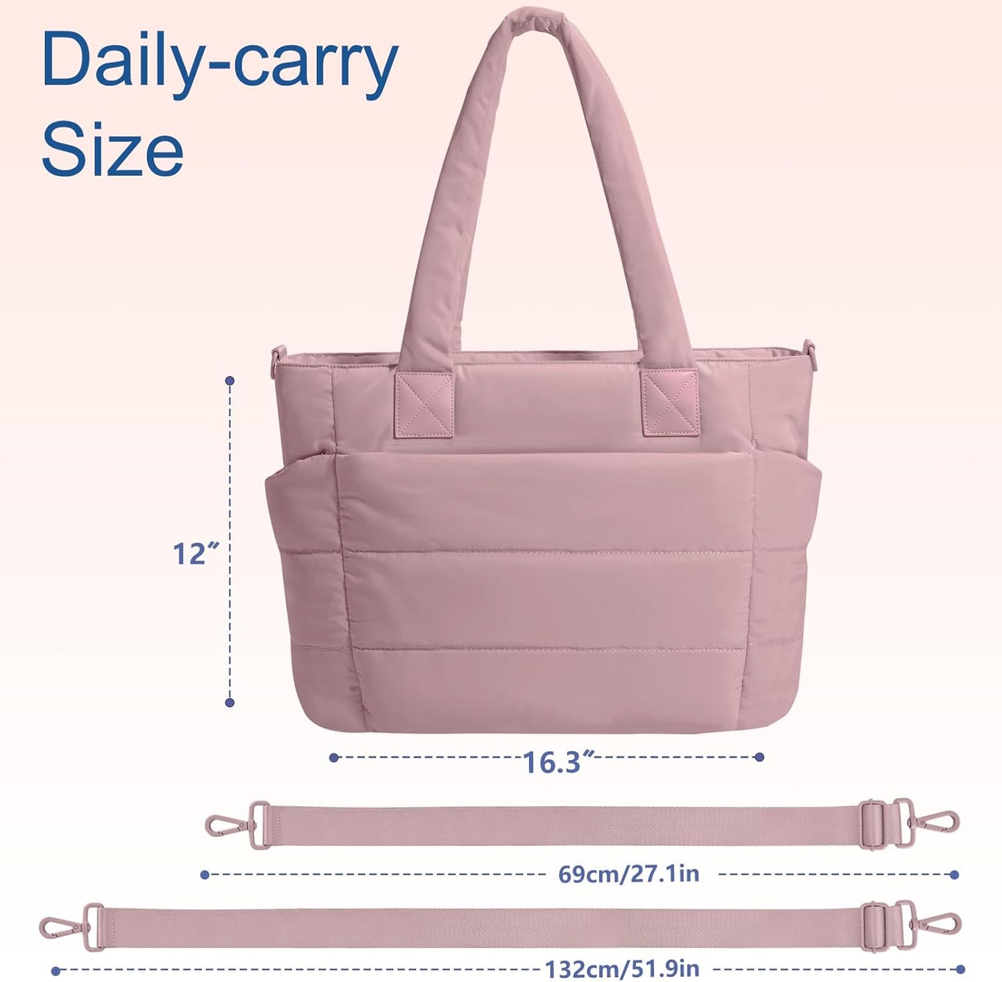 Tote Bag for Women Puffer Tote Bag Large Nurse Bags Shoulder Handbag with Zipper for Work Travel