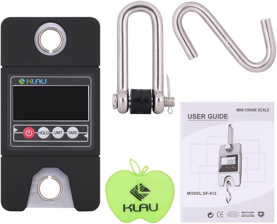 Klau Digital Fish Scale High Precision Sensor 300 kg / 600 lb Industrial Crane Scale Hanging Scales Black for Home Farm Hunting