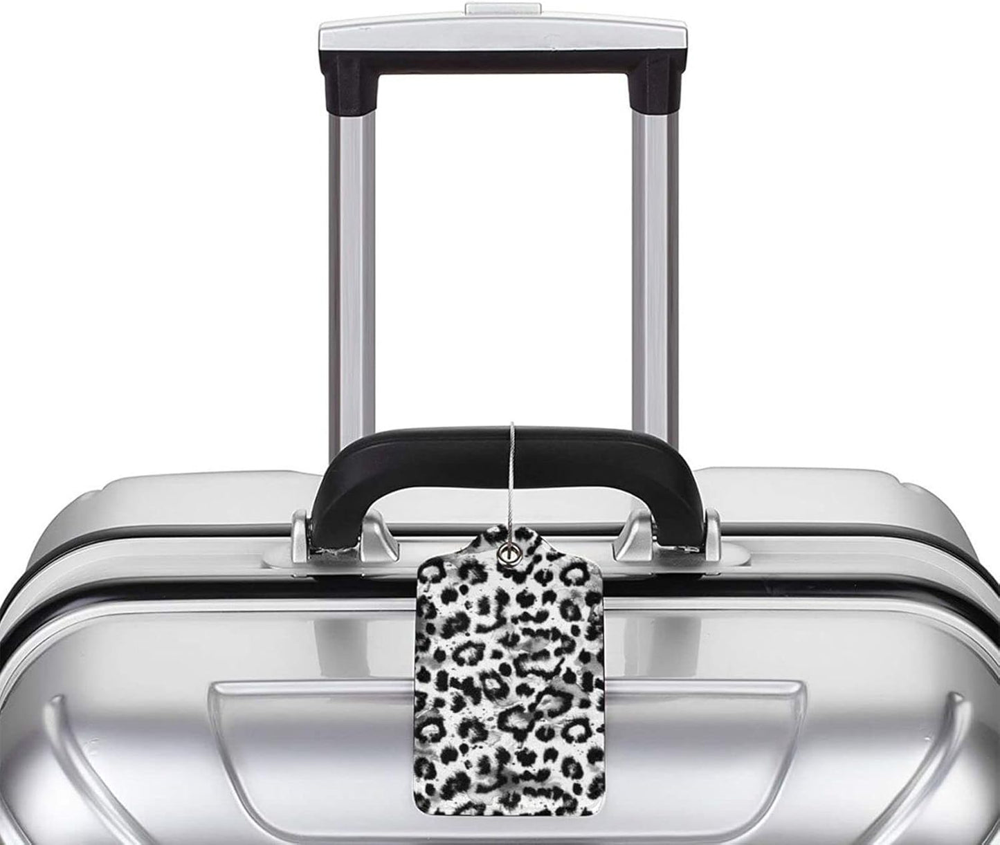 Leopard Print 2 Pcs Luggage Tags, Privacy Cover Id Label with Stainless Steel Loop and Address Card for Suitcases & Travel Bags