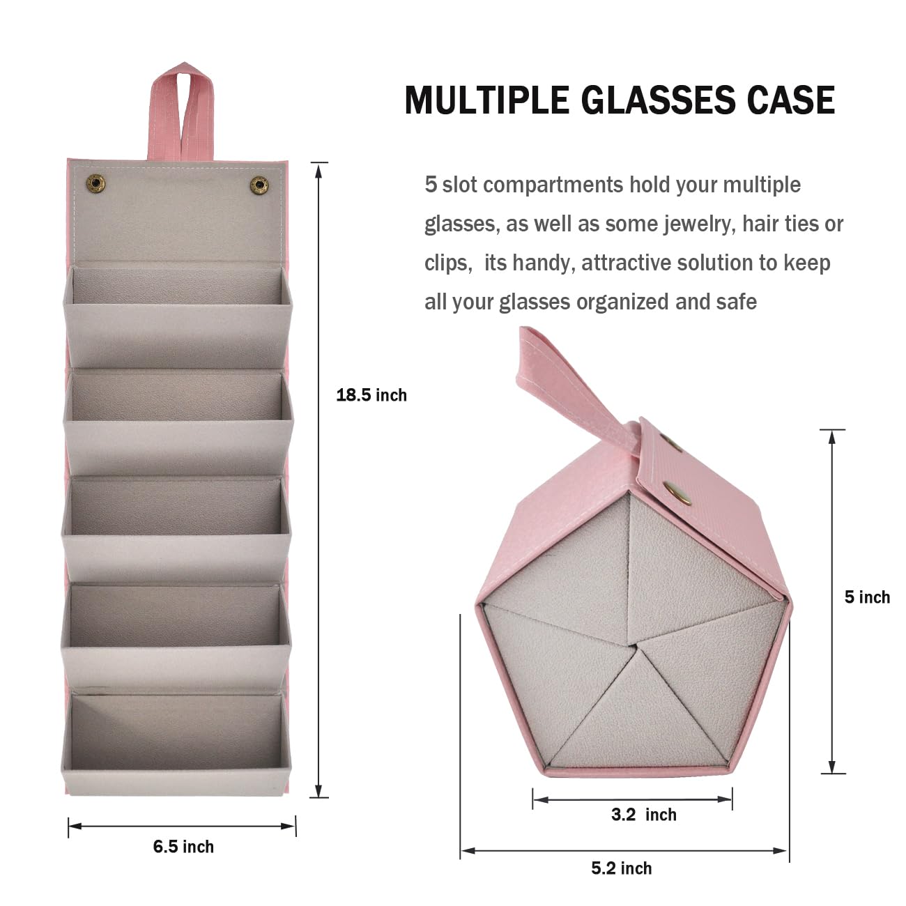 Kenpal Sunglasses Organizer Holder Glasses Storage Travel Case, Mosaic Pink