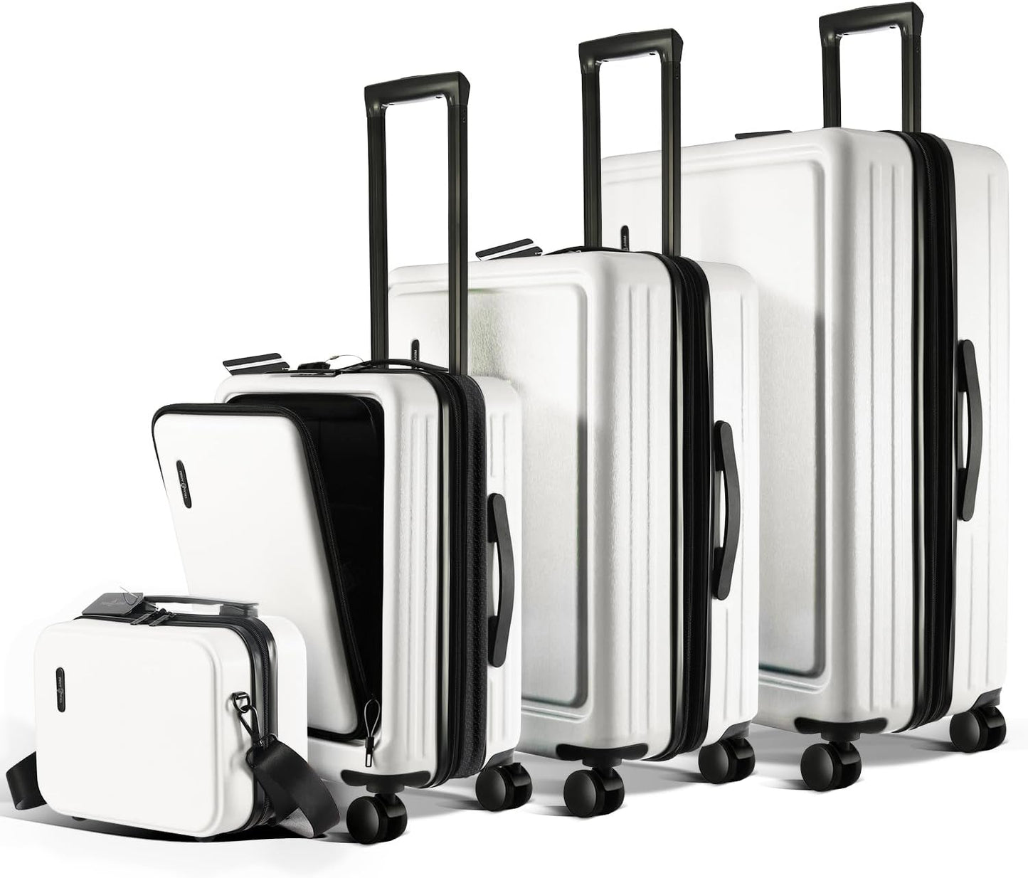 Hard Shell Luggage Sets with Spinner Wheels 4 Piece, Expandable Large Suitcases with TSA Lock, Travel Large Suitcase Set, White Luggage Set
