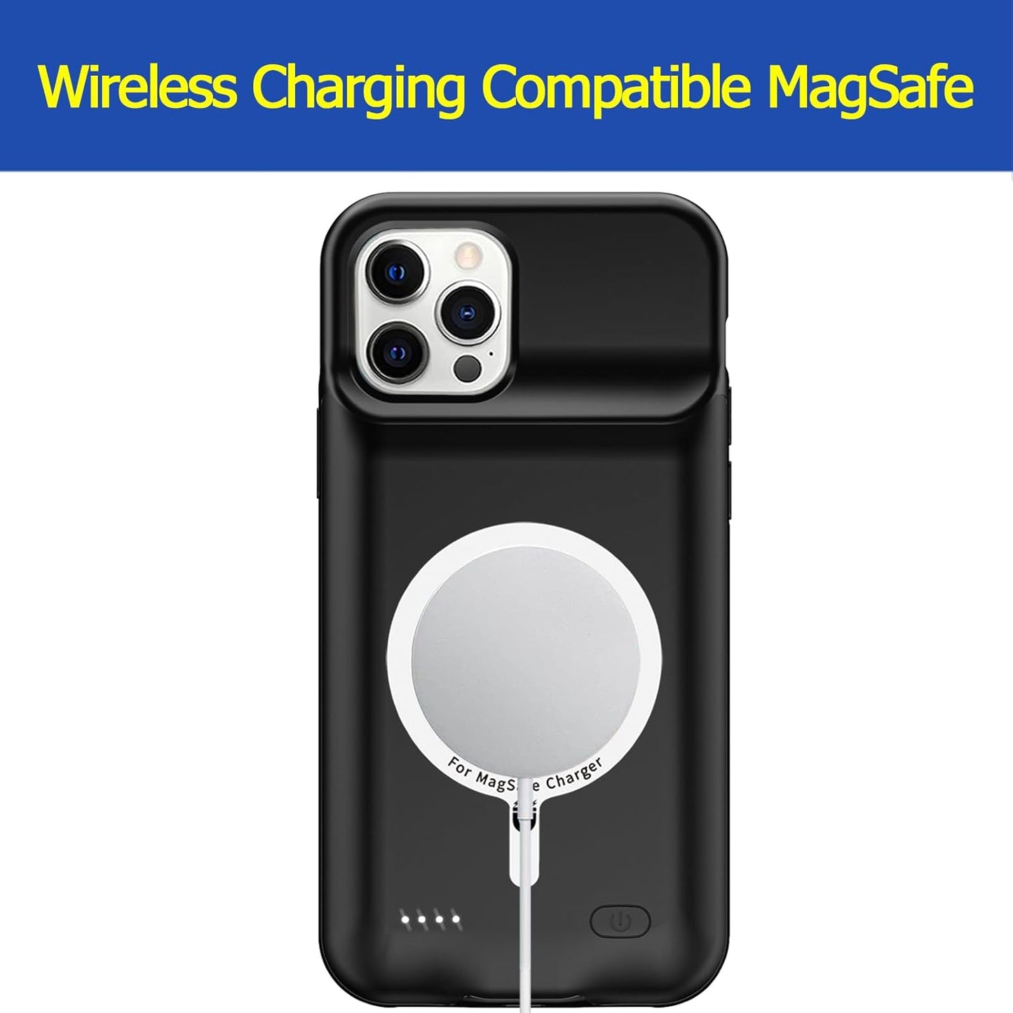 Battery Case for iPhone 12 Pro Max , Enhanced 10800mAh Portable Protective Wireless Charging Case Support Carplay Compatible with iPhone 12 Pro Max(6.7 inch) Rechargeable Battery Charger Cover(Black)