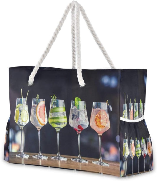 senya Large Beach Shoulder Bags Canvas Tote Water Resistant for Gym Travel Daily