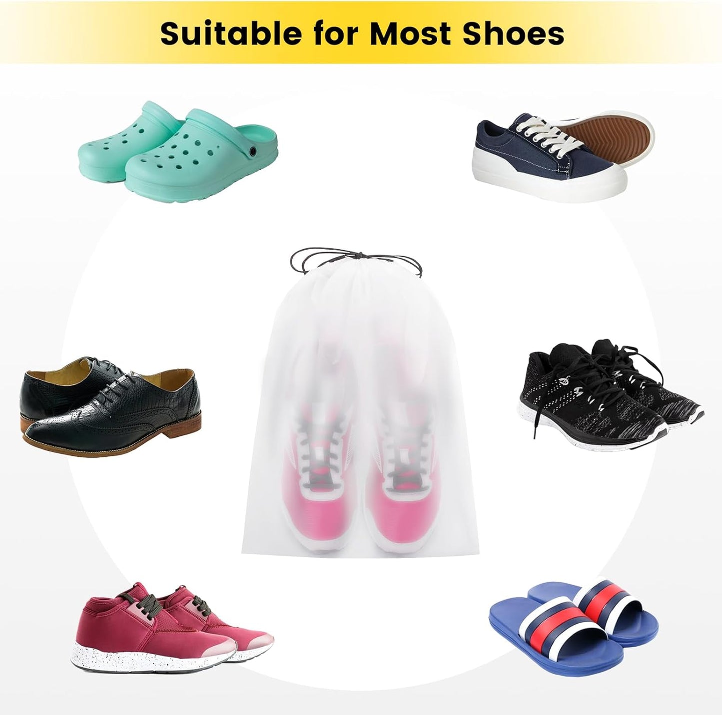 Vorspack Shoe Bags for Travel - 20 Pcs Transparent Drawstring Backpack Travel Shoe Bag Clear Drawstring Bag Large Shoe Organizer with Rope Travel Essentials for Men Women