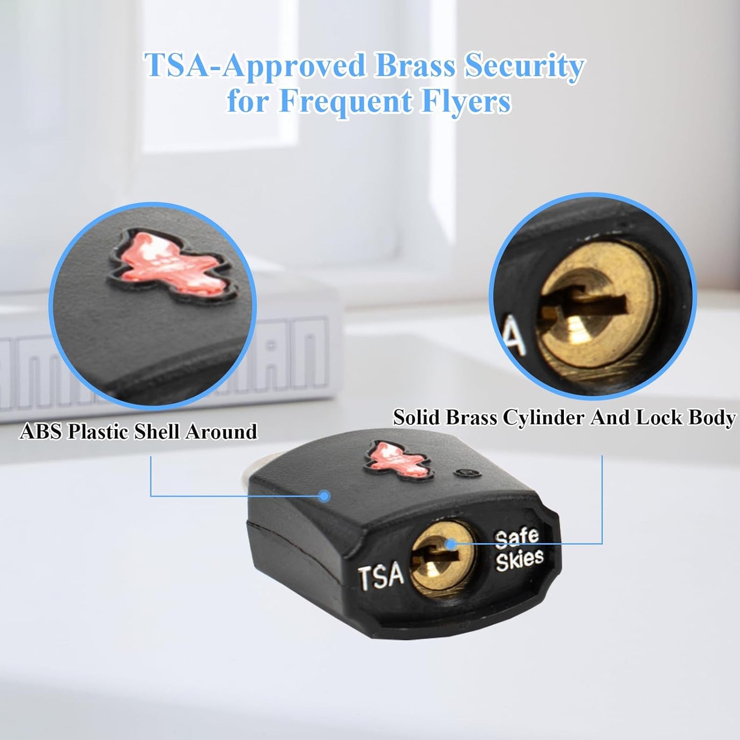 TSA Approved Locks (6-Pack) - Luggage Lock TSA Approved for Suitcases, Gym Lockers & School Backpacks | Ultra-Slim 1.5” ABS Travel Lock | Anti-Theft Secure