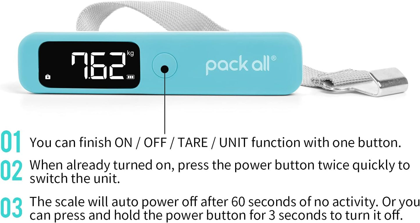 pack all 110 Lbs Luggage Scale, Digital Handheld Luggage Scale, Travel Weight Scale for Luggage with Backlit LCD Display, Battery Included