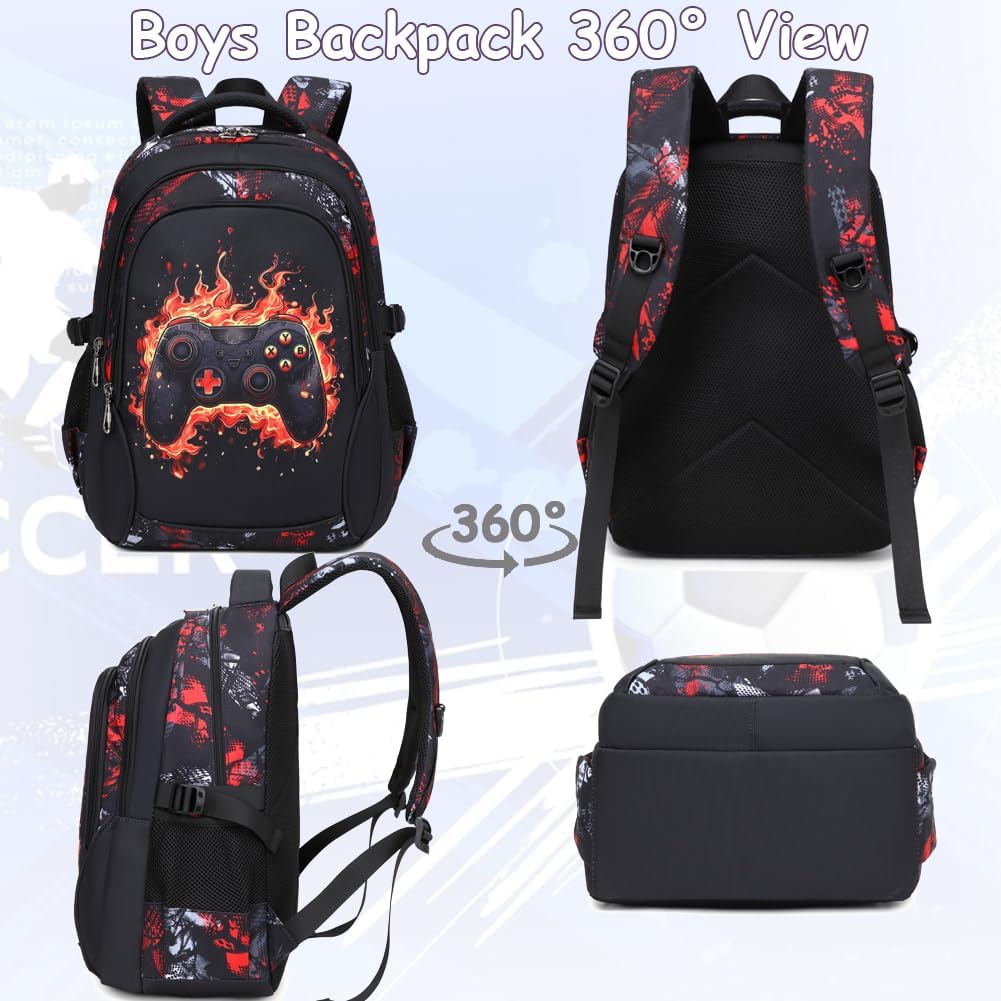 Meisohua Backpack for School Boys 3pcs Game Backpacks with Lunch Box Kids Bookbag for Boy Lightweight Daypack for Teen Boys