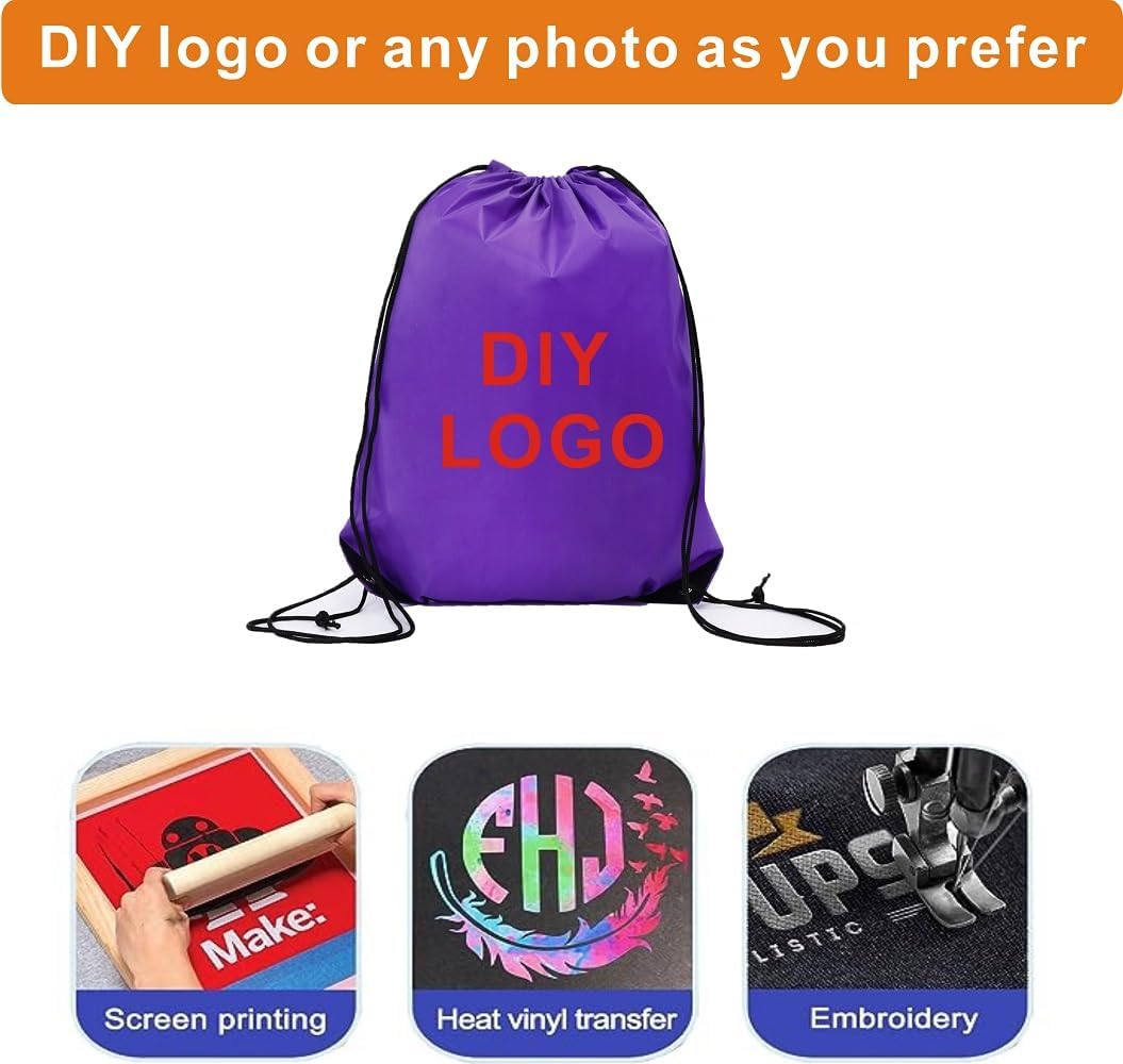 Drawstring Backpack Bulk 24Pcs Draw String Backpack Bags DIY Gym Sports Traveling Yoga Cinch Bag Sackpack Drawstring(purple)