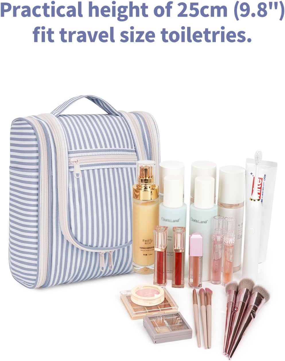Narwey Small Striped Hanging Travel Toiletry Bag for Women, Travel Bag for Toiletries, Makeup Bag