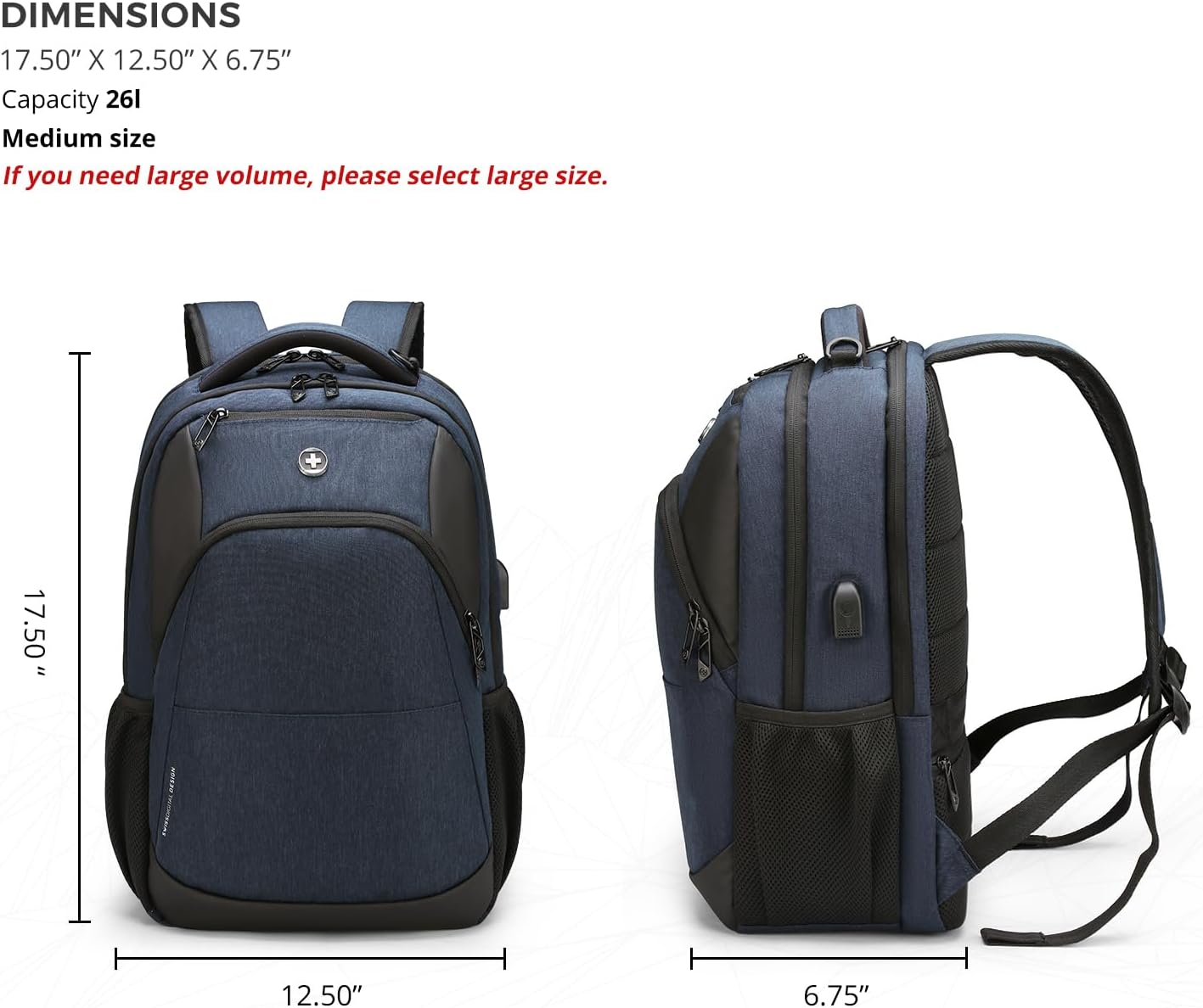 Swissdigital Design Travel Laptop Backpack for Men and Women, Business Backpack with USB Charging