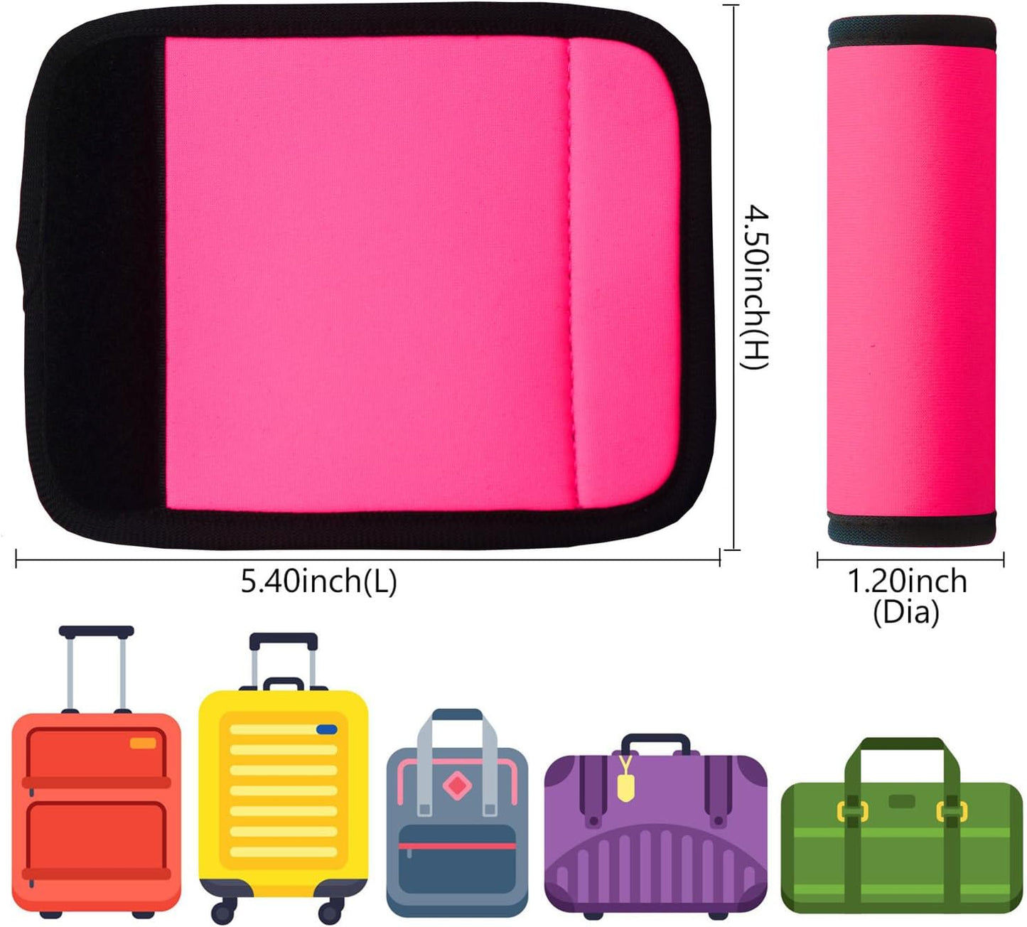 Luggage Handle Wrap 6 Pack-Neoprene Luggage Handle Wraps For Suitcase/Beach Bag/Backpacks Bright Suitcase Identifiers Travel Accessories For Airplane (Neon Pink)