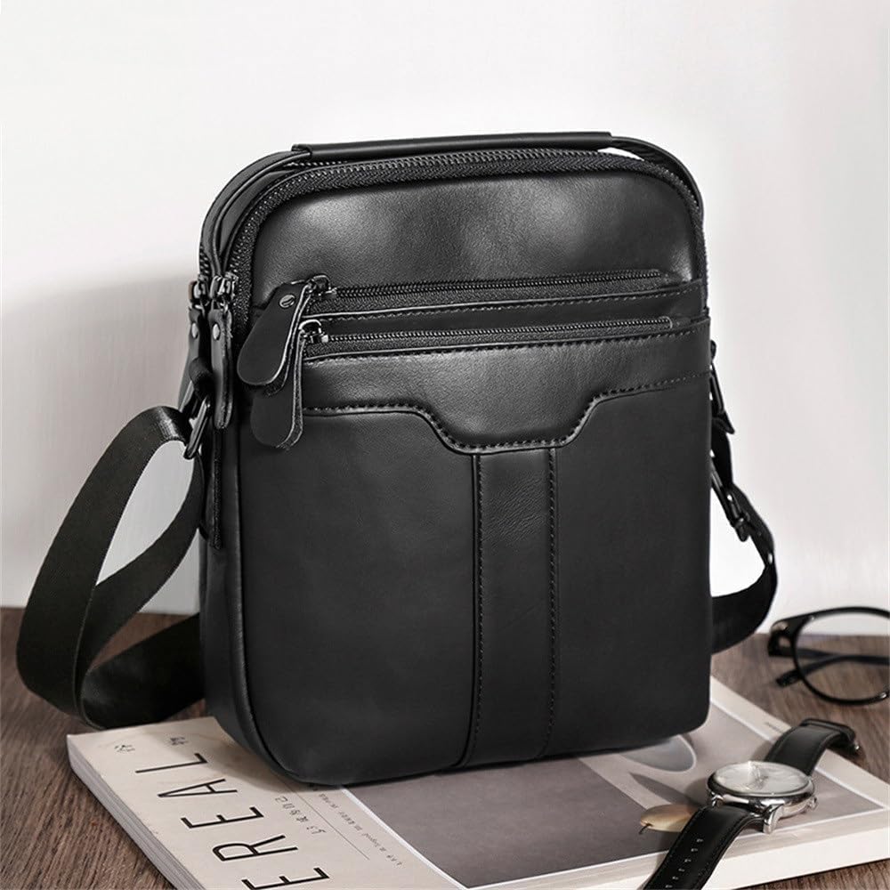 Men's Genuine Leather Crossbody Bag, Business Casual Handbag for Daily Use, Compact Messenger Shoulder Purse