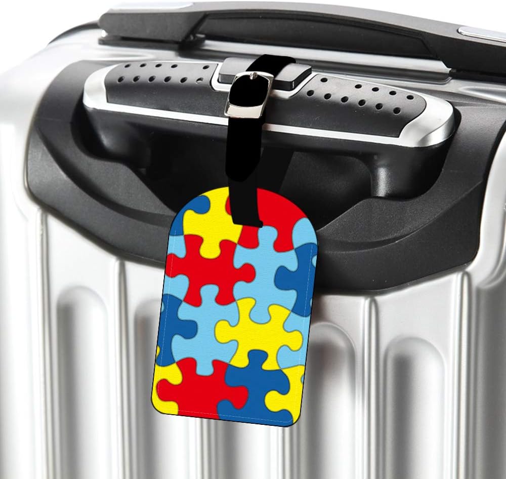 Autism Awareness Diversity Puzzle Pieces Luggage ID Tag Cards Suitcase Luggage Tag Travel Accessories Baggage Name Tag - 1 pack