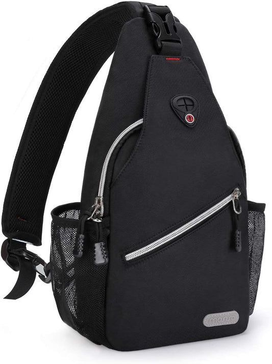 MOSISO Mini Sling Backpack,Small Hiking Daypack Travel Outdoor Casual Sports Bag, Black