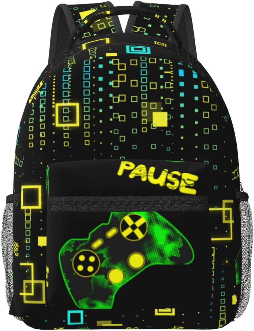 Green Gaming Kids Backpack for Boys Girls Gamepad Elementary Schoolbag Kindergarten Gamer Bookbags Preschool Toddler Book Bags Travel Bag Hiking Camping Rucksack Daypack for Back to School Gifts