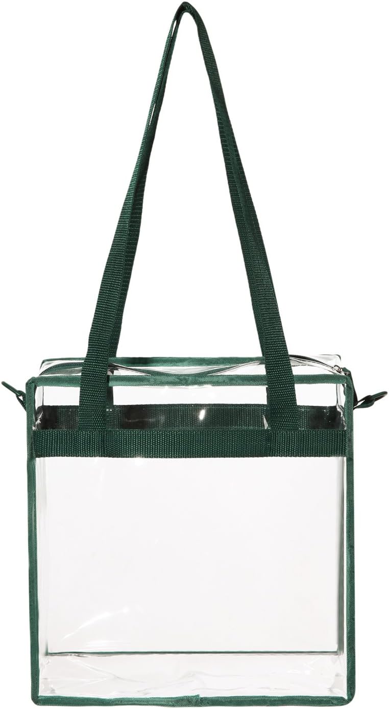 BAGAIL Clear Bags 12x6x12 Stadium Approved Clear Tote Bag with Zipper Closure Crossbody Shoulder Bag with Adjustable Strap