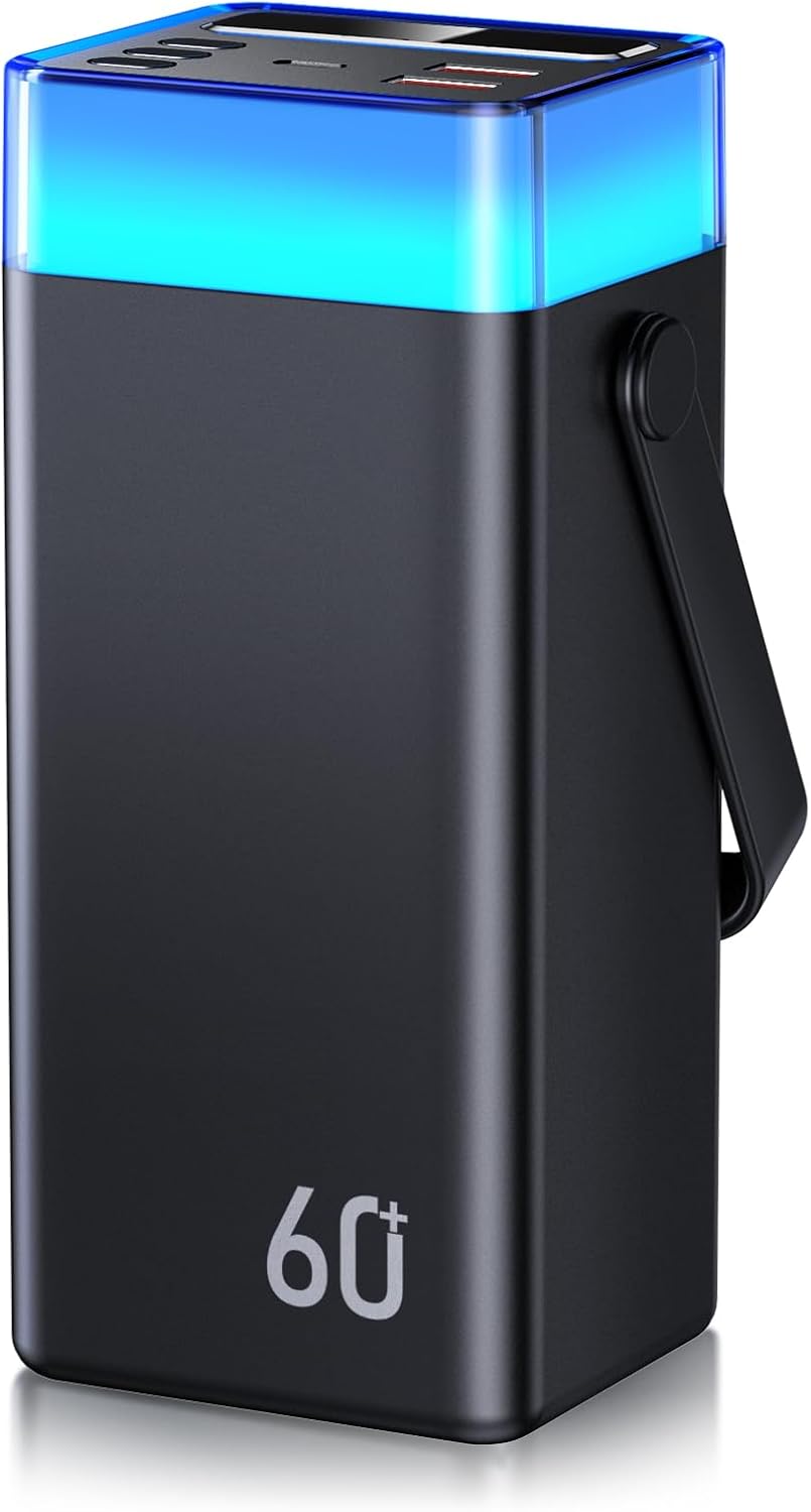 Power Bank 60000mAh 22.5W Fast-Charging Portable Charger with Built-in Cables for iPhone 16/15/14/13, Xiaomi, Travel Camping Outdoor