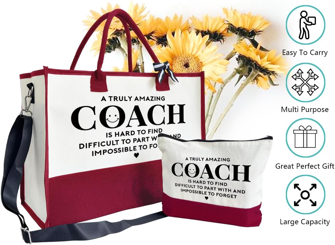 Amazing Coach Tote Bag, Women's Canvas Handbags, Shoulder Beach Bag, Thank You Gift for Female Coach, Gifts for Female Coaches, Canvas Tote Bag With Zipper, Makeup Bag A1