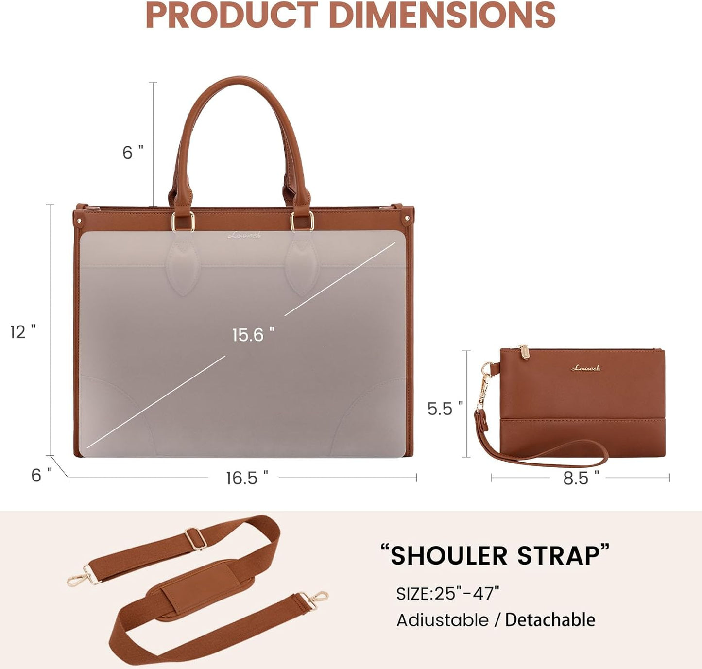 LOVEVOOK Laptop Bag for Women 15.6 lnch,Waterproof Laptops Tote Bags for Womens,Professional Work Bags for Women with Cup Holder,Large Laptop Purse Computer Briefcase Office Teacher Clutch Bag,2 PCS