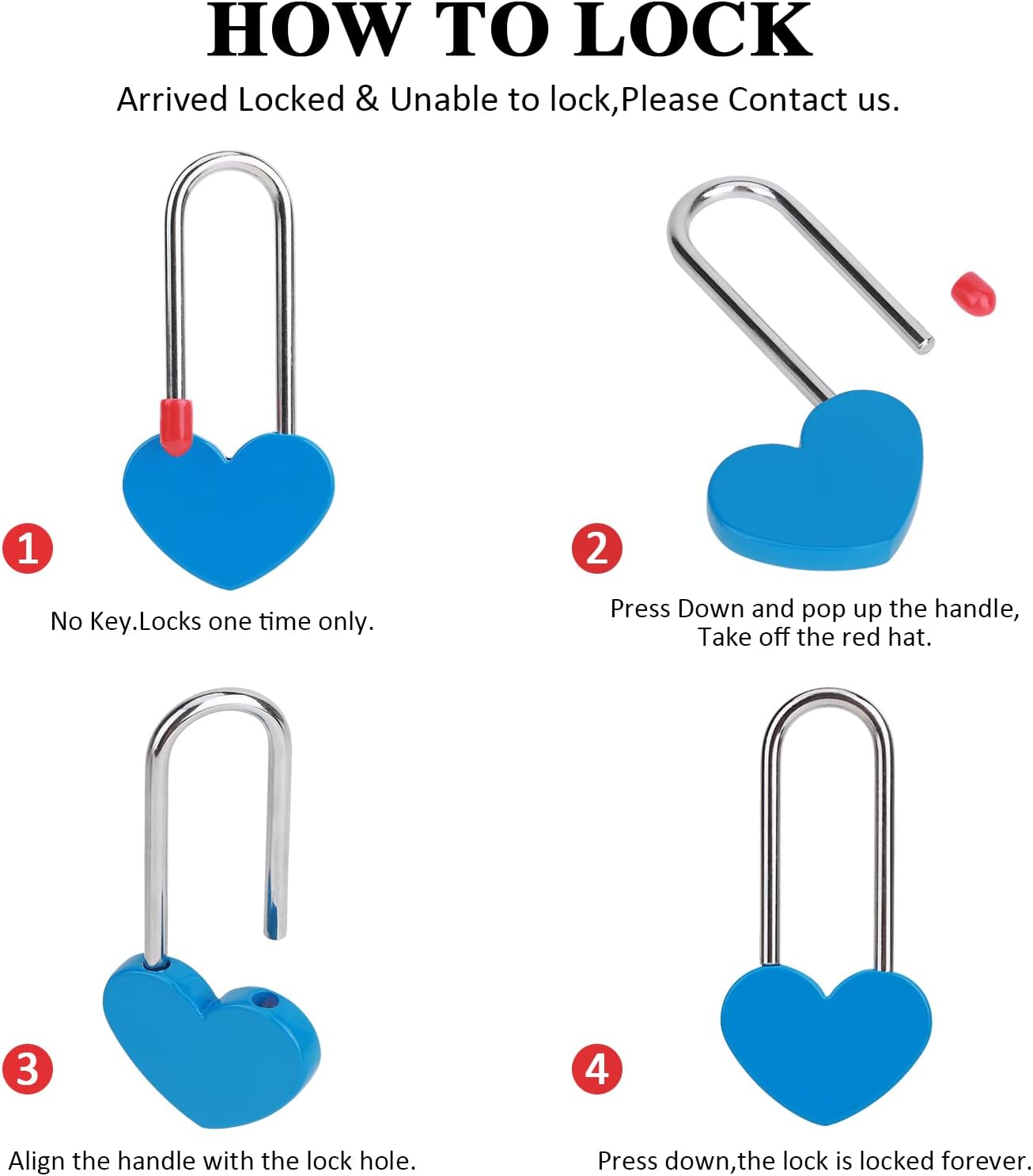 10PCS 3.5" 50mm Love Lock Heart Padlock,Blue Single Heart Wish Lock for Lovers Wedding,Valentines,Anniversary,Travel(NO Key)