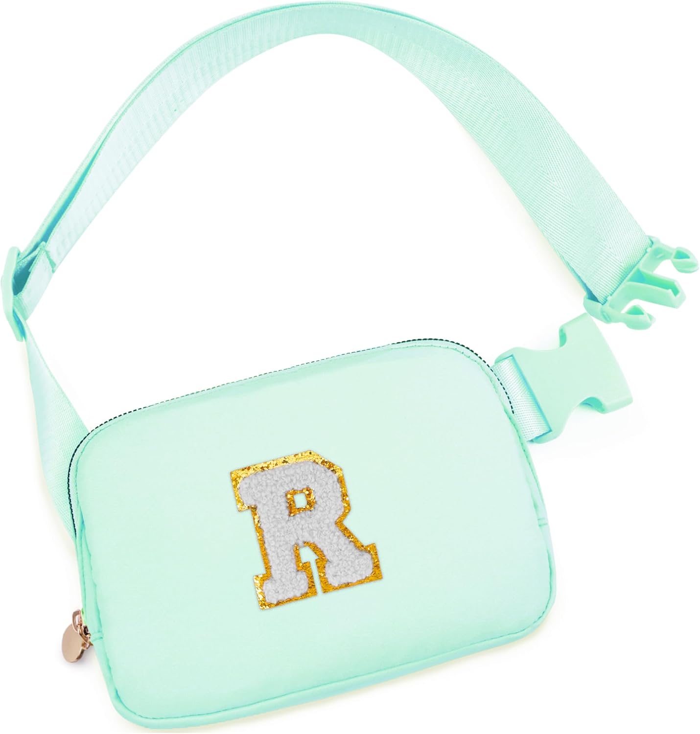 Belt Bag Fanny Pack Crossbody Bags with Initials Cute Stuff Birthday Gifts for Teenager Girls Trendy Stuff for Teens - White R,Light Green Bag