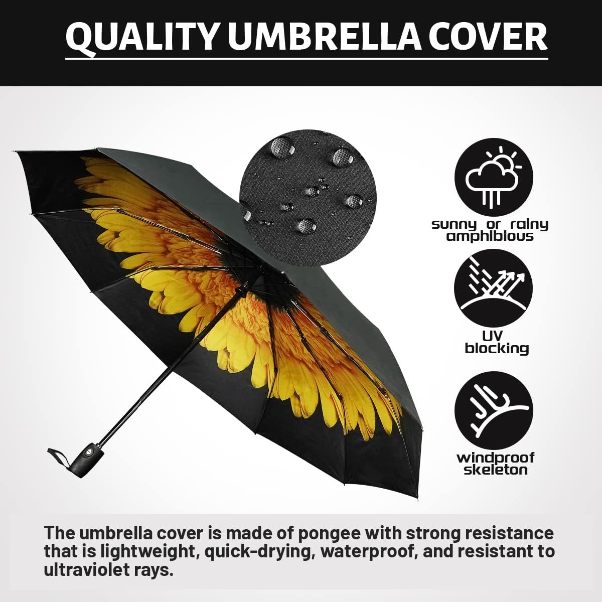 LLanxiry Compact Travel Umbrella, Windproof UV Protection Mini Folding Umbrellas for Rain Small Portable Umbrella for Travel Outdoor Use