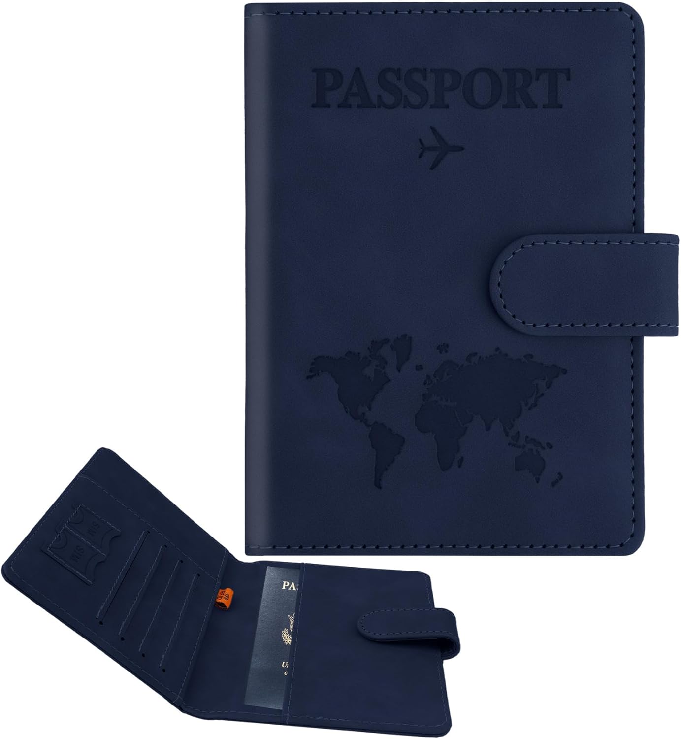 Passport Holder for Travel, Passport Cover Wallet, Premium PU Leather Passport Book Card Holder Case for Women Men, Waterproof RFID Blocking Flying Travelling Essentials Vacation Must Haves, Blue