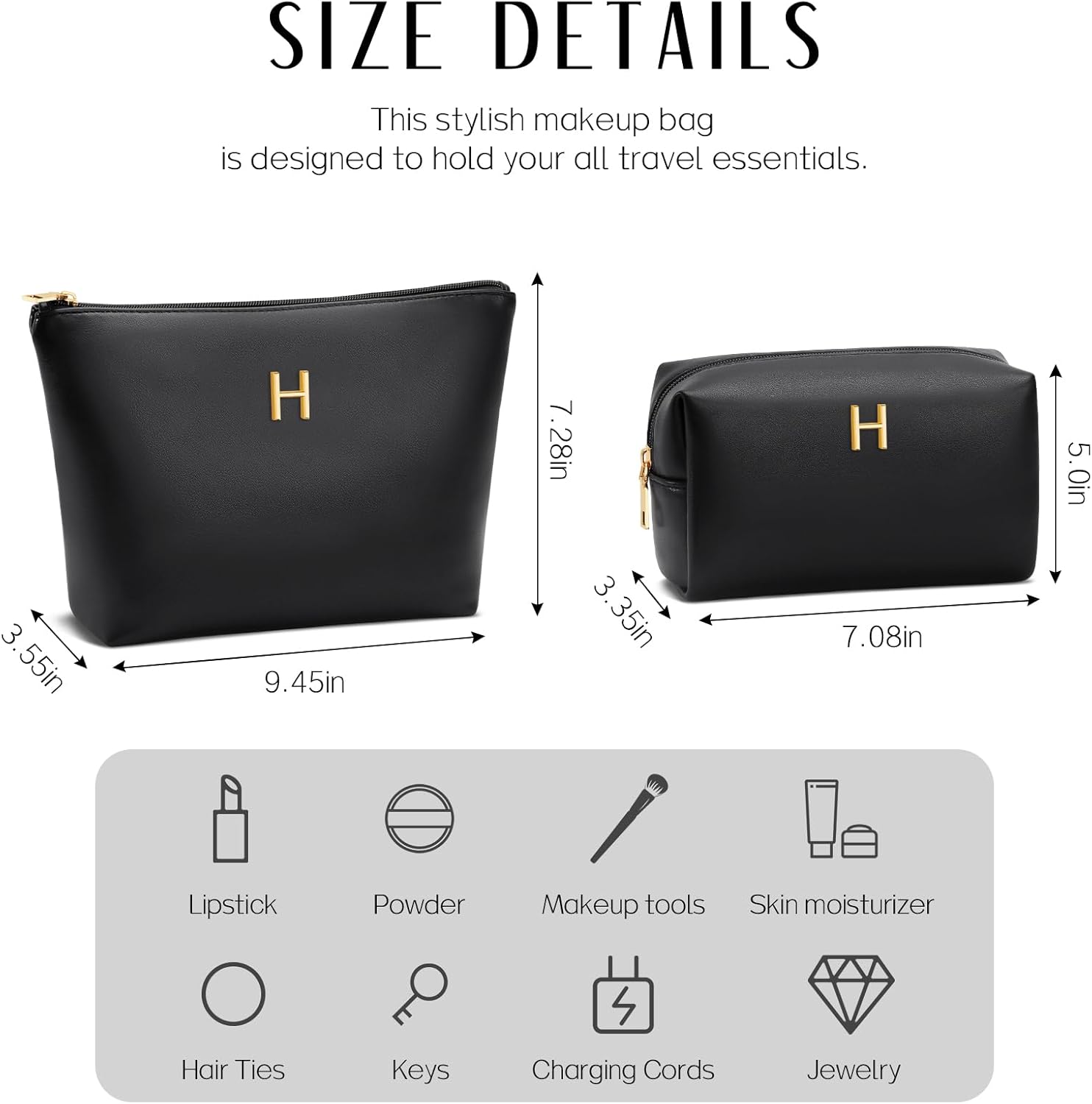 Women Gifts | Initial Makeup Bag Set for Girl Personalized Gifts for Bridesmaid Friend Graduation