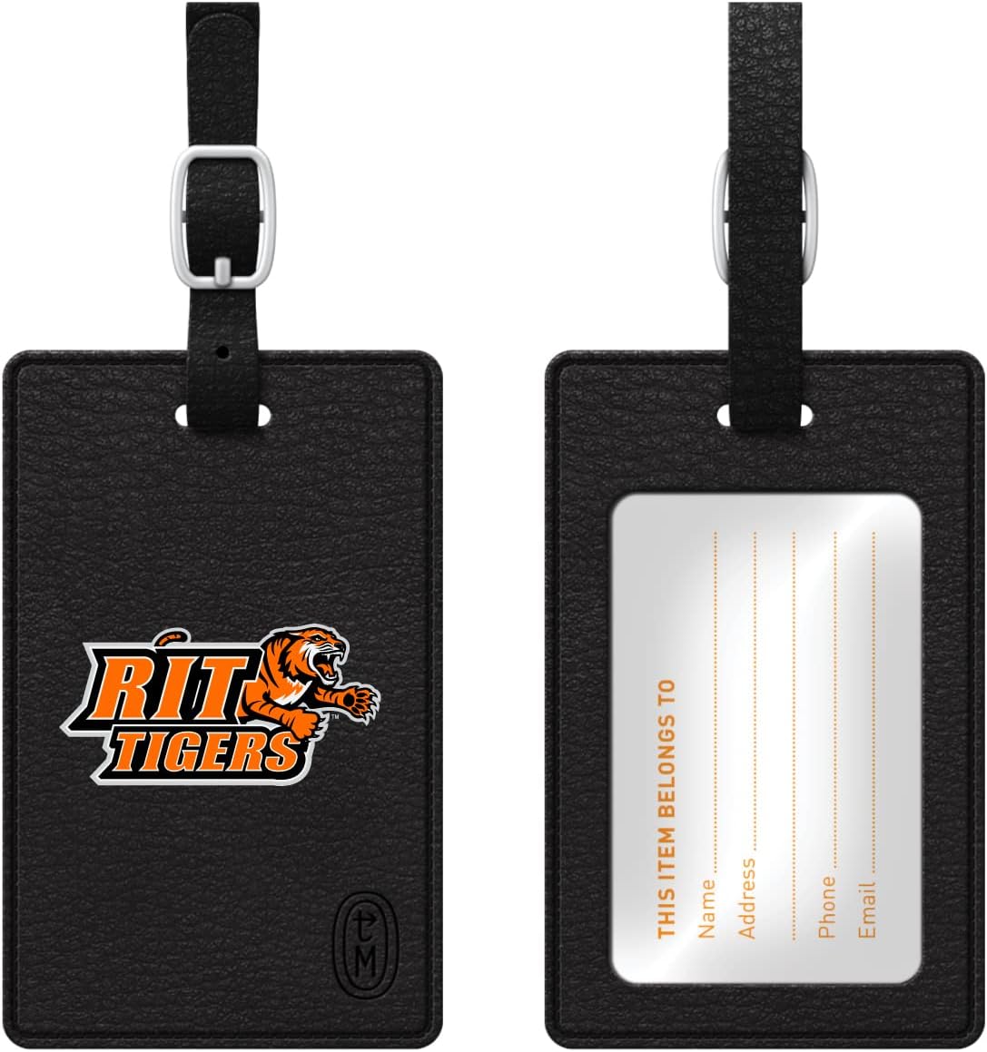 OTM Essentials Rochester Institute of Technology Faux Leather Luggage Tag, Durable Travel Accessories with Adjustable Strap and ID Card, Classic (Option 2)